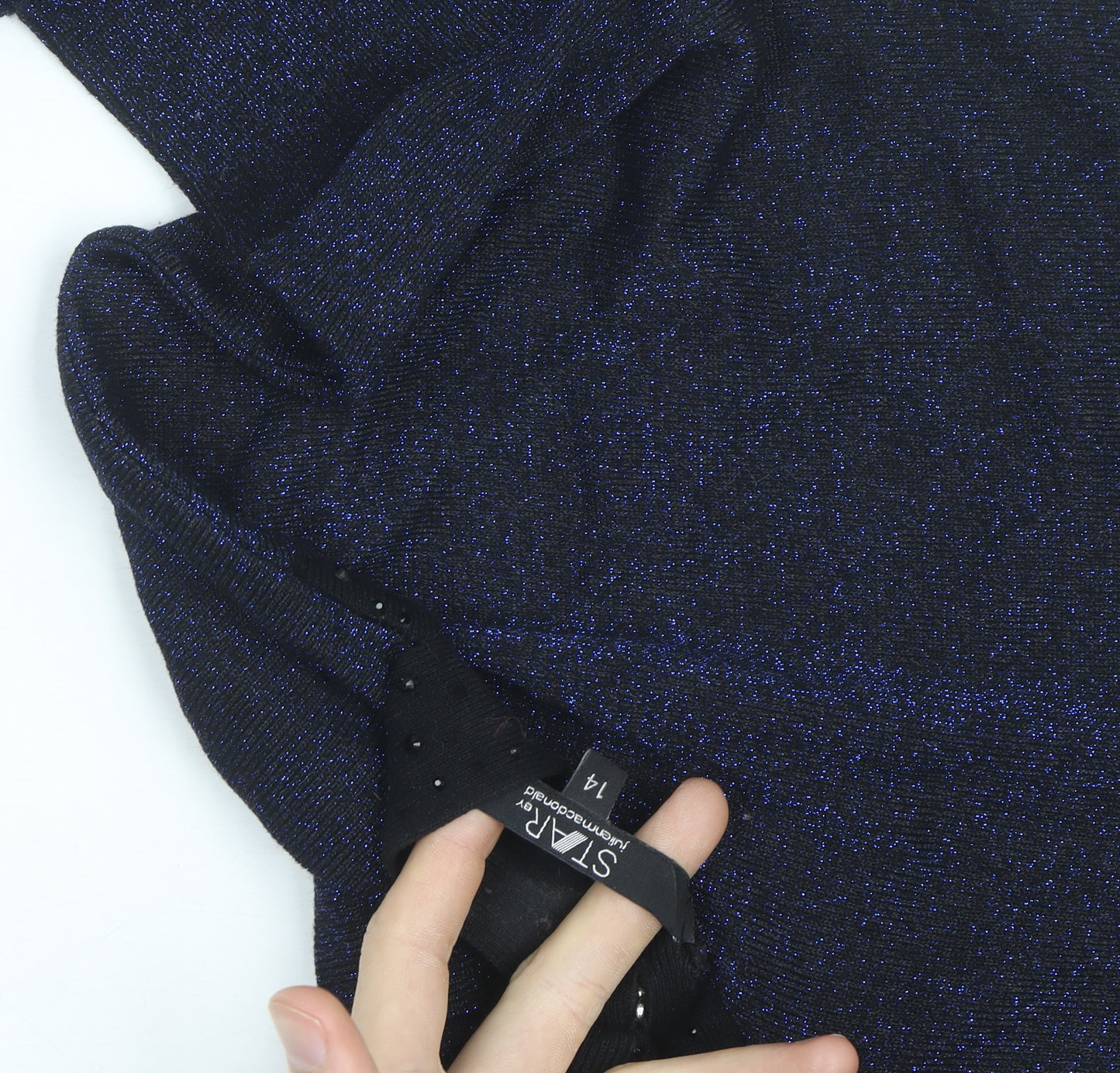Star by Julien Macdonald Women’s Blue Sparkle V-Neck Jumper Size 14