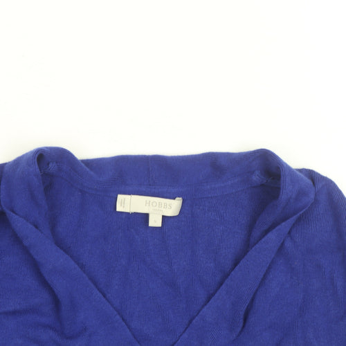 Hobbs Women's Blue V-Neck Wool Silk Cashmere Jumper Size S