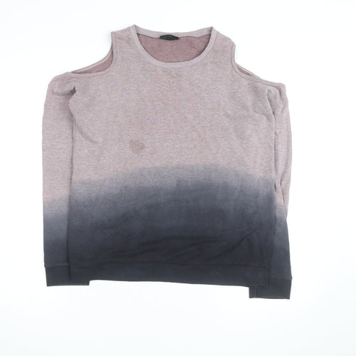 Topshop Womens Pink Grey Cold Shoulder Pullover Sweatshirt Size 8