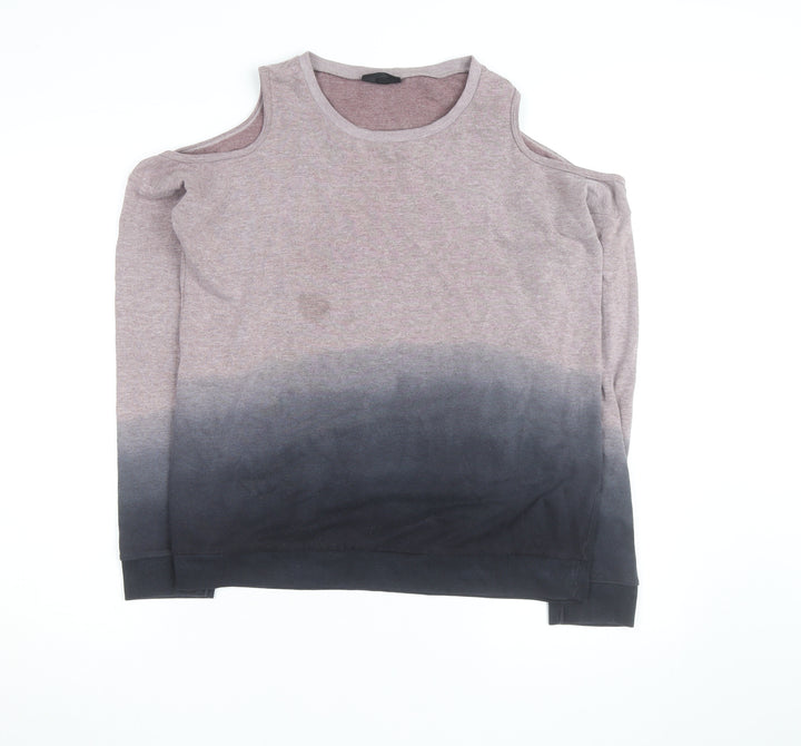 Topshop Womens Pink Grey Cold Shoulder Pullover Sweatshirt Size 8