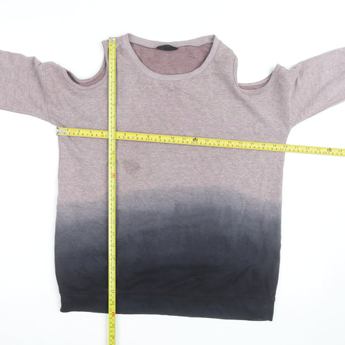 Topshop Womens Pink Grey Cold Shoulder Pullover Sweatshirt Size 8