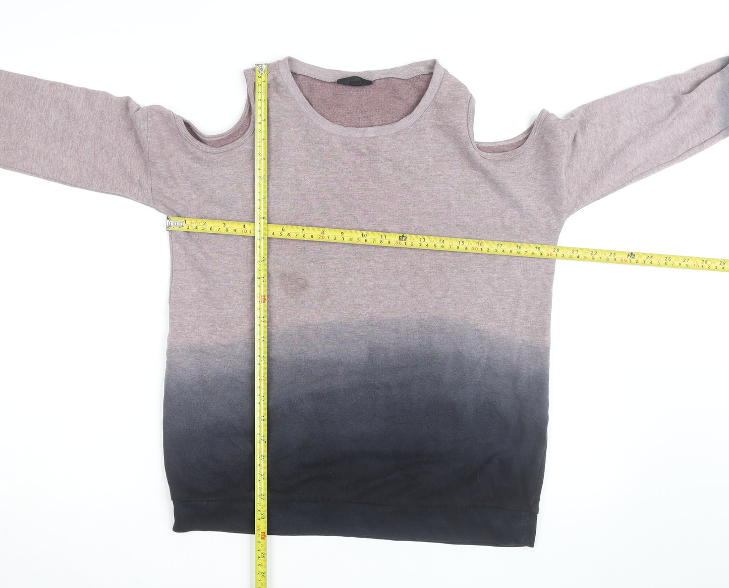 Topshop Womens Pink Grey Cold Shoulder Pullover Sweatshirt Size 8