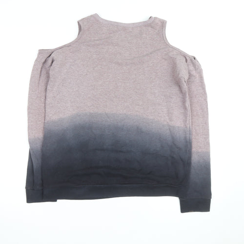 Topshop Womens Pink Grey Cold Shoulder Pullover Sweatshirt Size 8