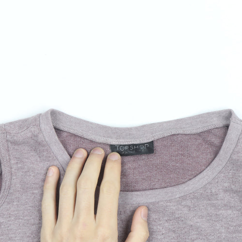 Topshop Womens Pink Grey Cold Shoulder Pullover Sweatshirt Size 8