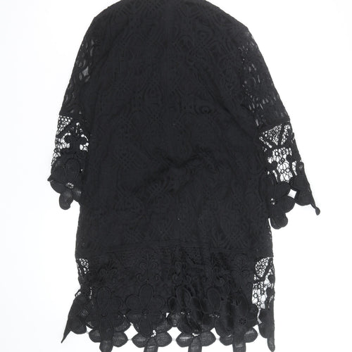 Rebellion Women's Black Lace 3/4 Sleeve Tunic Blouse Size L Formal