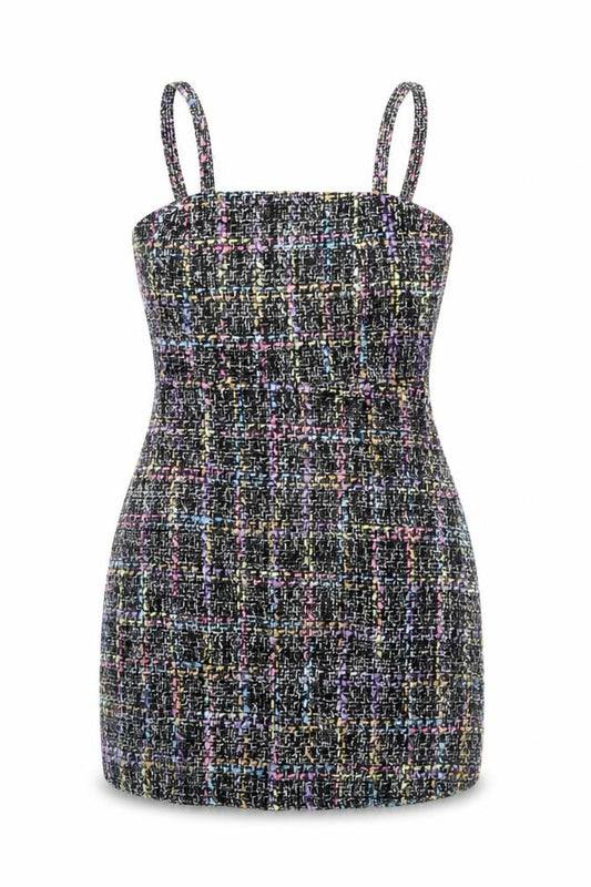 Front view of Primark Women’s Multicoloured Tweed Cropped Camisole Top UK 12