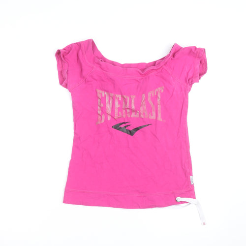 Everlast Womens Pink Cotton Short Sleeve Scoop Neck T-Shirt Size 12