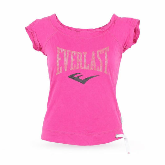 Front view of Everlast women’s pink cotton short sleeve scoop neck t-shirt, size UK 12