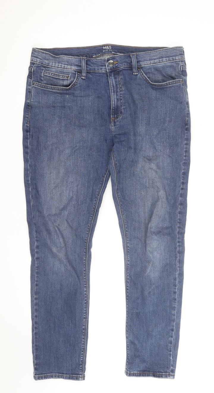 Marks and Spencer Men's Blue Slim Fit Denim Jeans 34W 29L