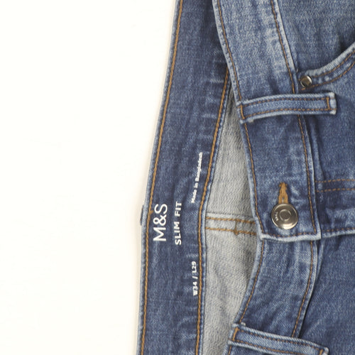 Marks and Spencer Men's Blue Slim Fit Denim Jeans 34W 29L