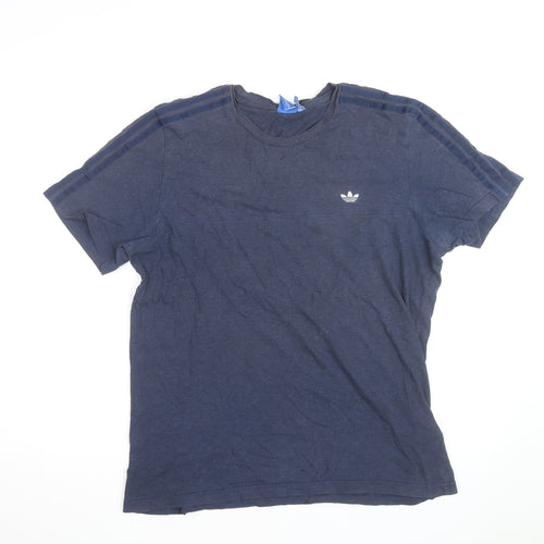 Adidas Men's Blue Crew Neck Short Sleeve Sports T-Shirt Size L