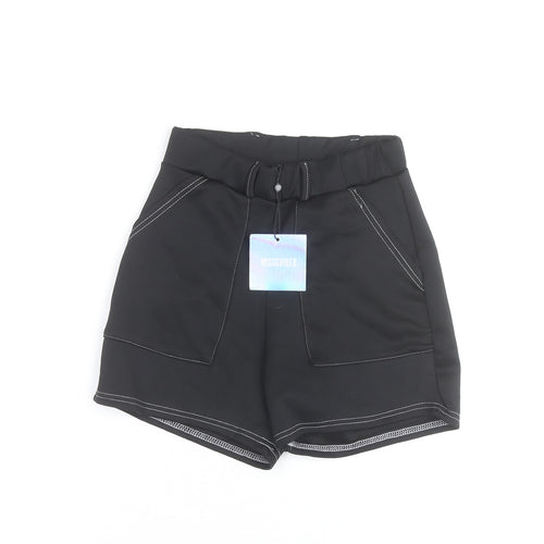 Missguided Women's Black Paperbag Belted Shorts Size 8
