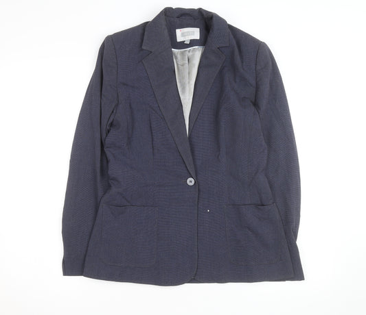 Next Women Blue Wool Blend Blazer Jacket Size 12 Workwear
