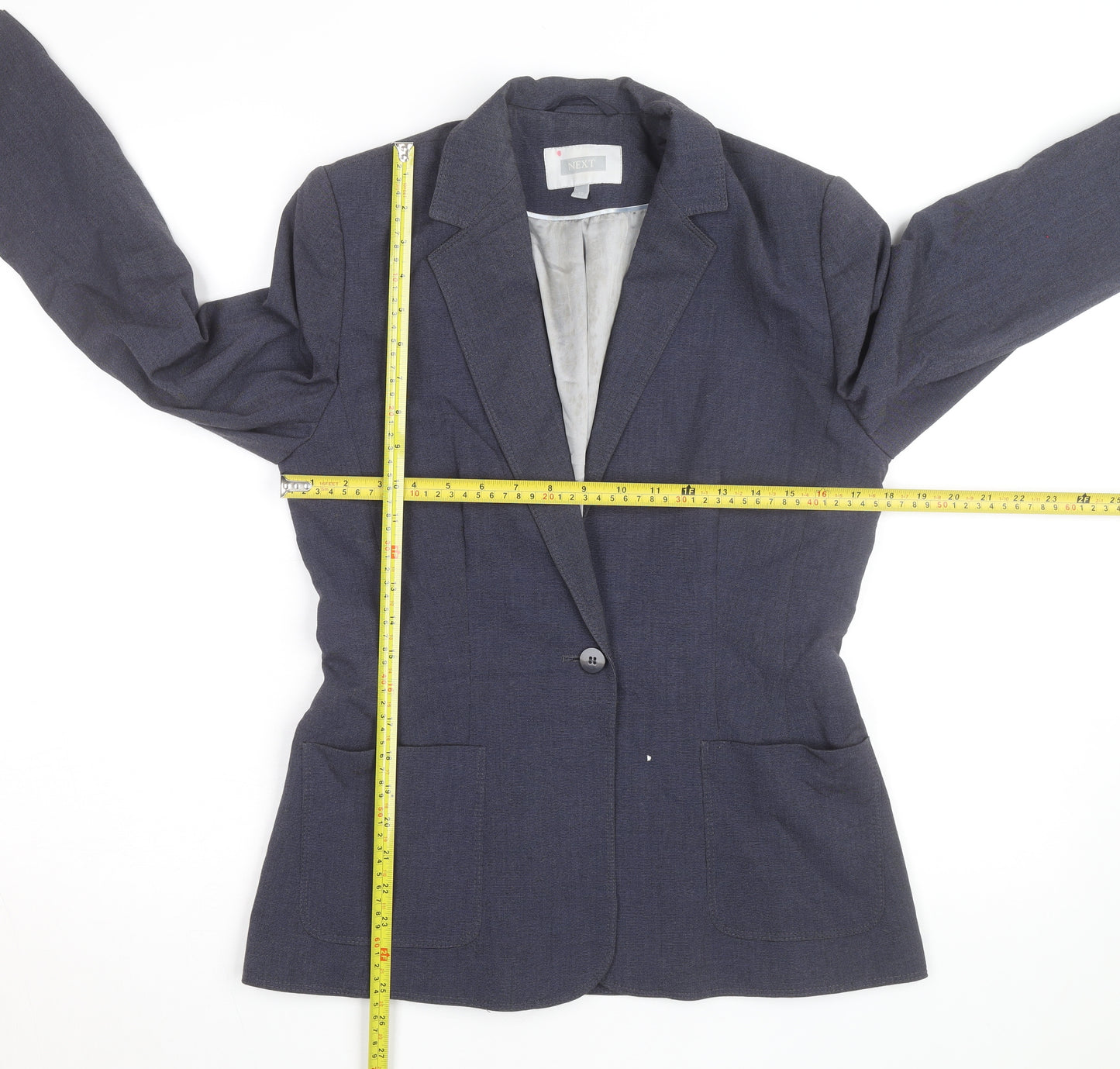 Next Women Blue Wool Blend Blazer Jacket Size 12 Workwear