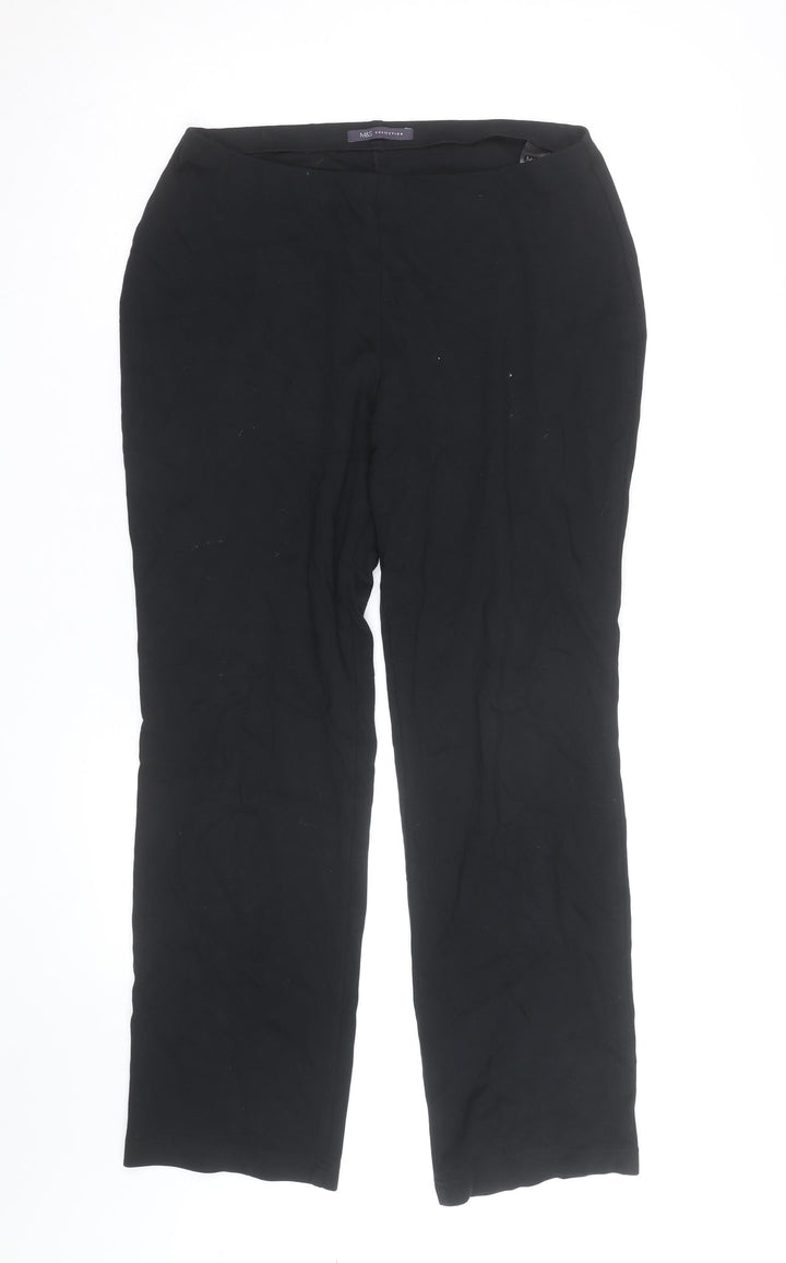 Marks and Spencer Womens Black Size 12 Stretch Jersey Straight Trousers