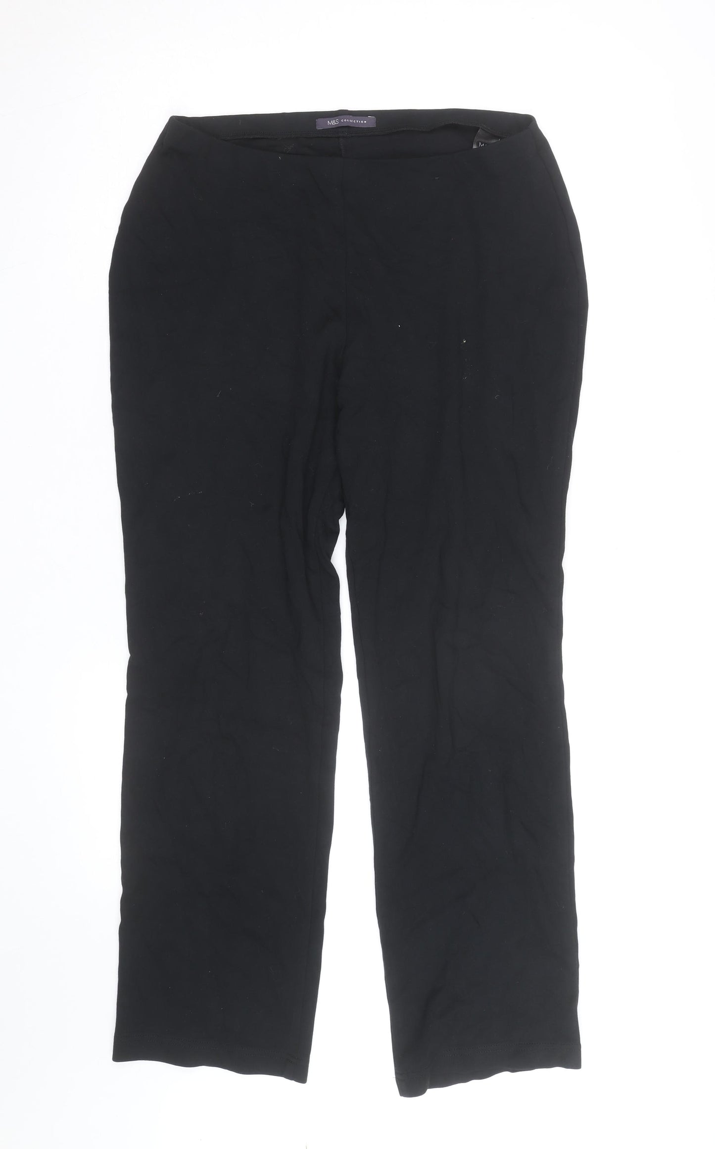 Marks and Spencer Womens Black Size 12 Stretch Jersey Straight Trousers