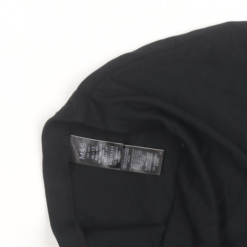 Marks and Spencer Womens Black Size 12 Stretch Jersey Straight Trousers