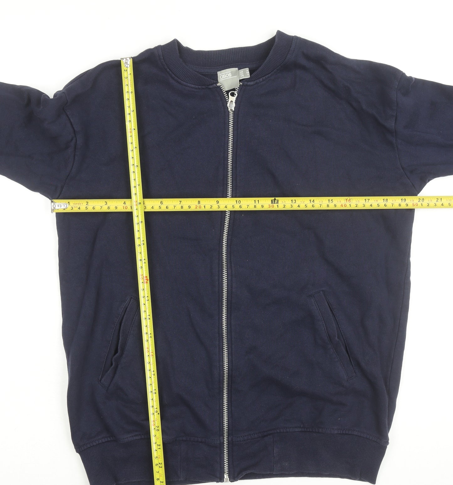 ASOS Men’s Blue Cotton Zip Basic Jacket Size S Regular Fit