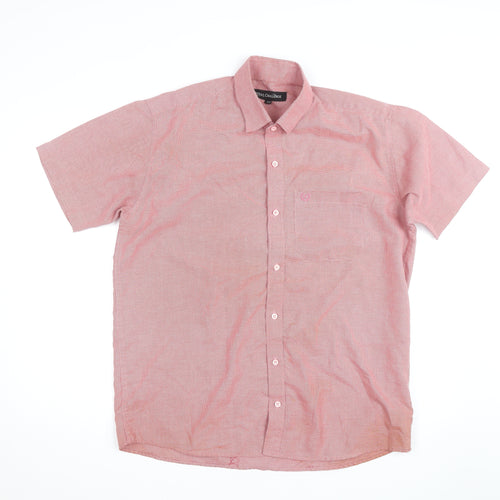 Royal Challenge Men's Red Check Short Sleeve Cotton Button-Up Shirt Size 42