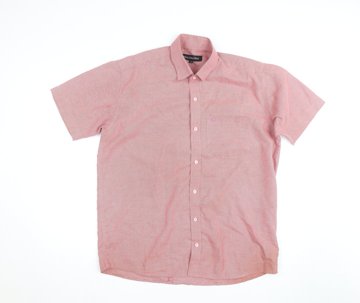 Royal Challenge Men's Red Check Short Sleeve Cotton Button-Up Shirt Size 42