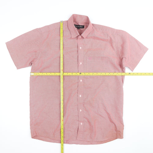 Royal Challenge Men's Red Check Short Sleeve Cotton Button-Up Shirt Size 42