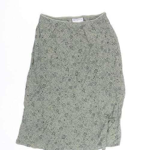 BHS Women’s Green Floral A-Line Knee Length Skirt Size 10