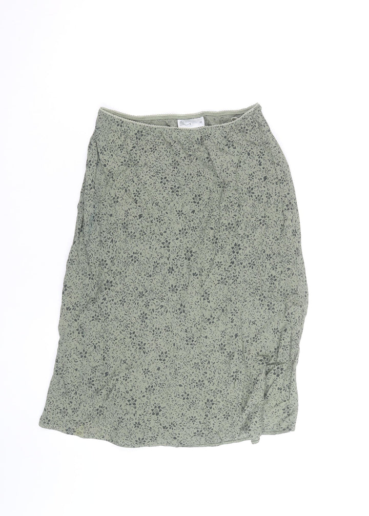 BHS Women’s Green Floral A-Line Knee Length Skirt Size 10