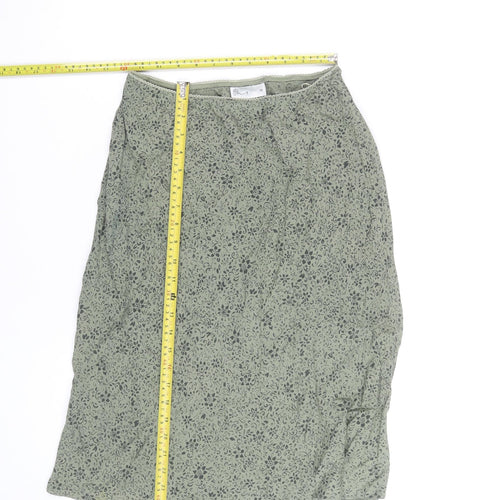 BHS Women’s Green Floral A-Line Knee Length Skirt Size 10