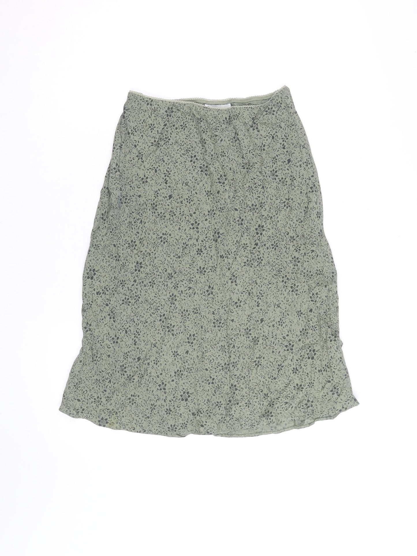 BHS Women’s Green Floral A-Line Knee Length Skirt Size 10