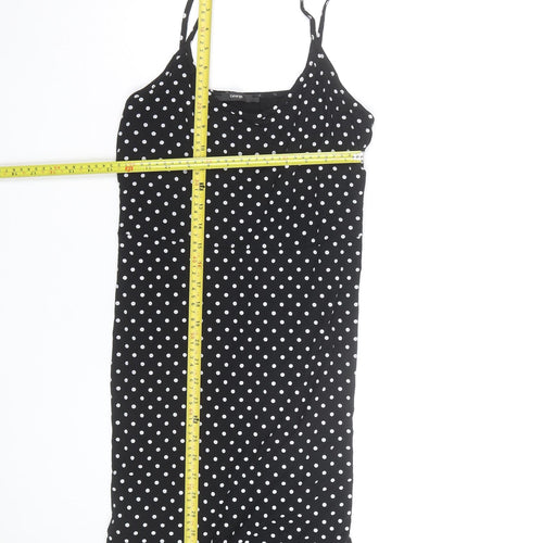 George Women’s Black Polka Dot Slip Dress Size 14 Ruffle Hem Stretch