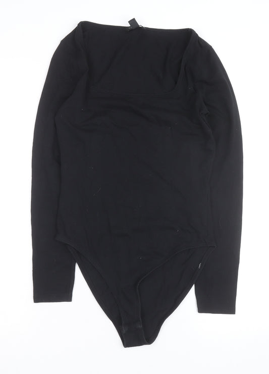 New Look Women’s Black Long Sleeve Square Neck Bodysuit Size 12