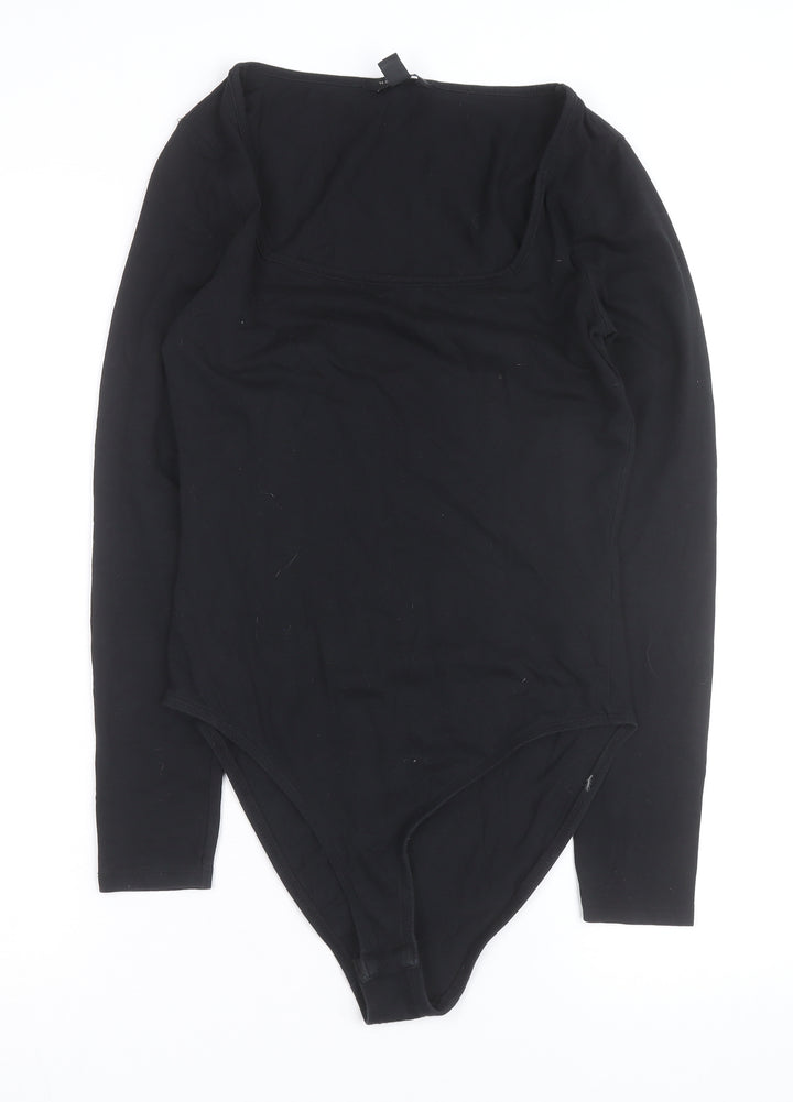 New Look Women’s Black Long Sleeve Square Neck Bodysuit Size 12