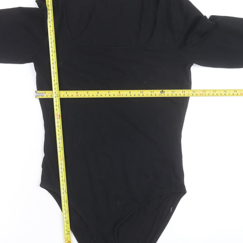 New Look Women’s Black Long Sleeve Square Neck Bodysuit Size 12