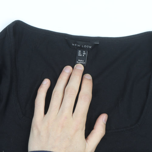 New Look Women’s Black Long Sleeve Square Neck Bodysuit Size 12
