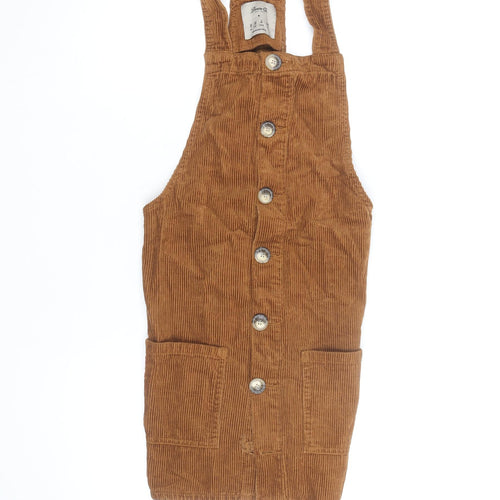 Denim Co Women Brown Corduroy Button Dungaree Dress Size 8