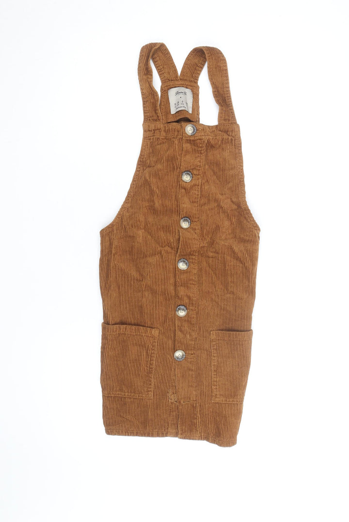 Denim Co Women Brown Corduroy Button Dungaree Dress Size 8
