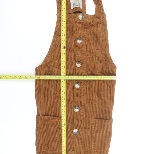 Denim Co Women Brown Corduroy Button Dungaree Dress Size 8