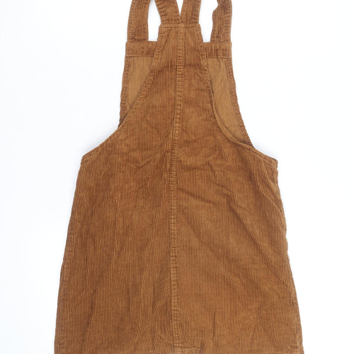 Denim Co Women Brown Corduroy Button Dungaree Dress Size 8