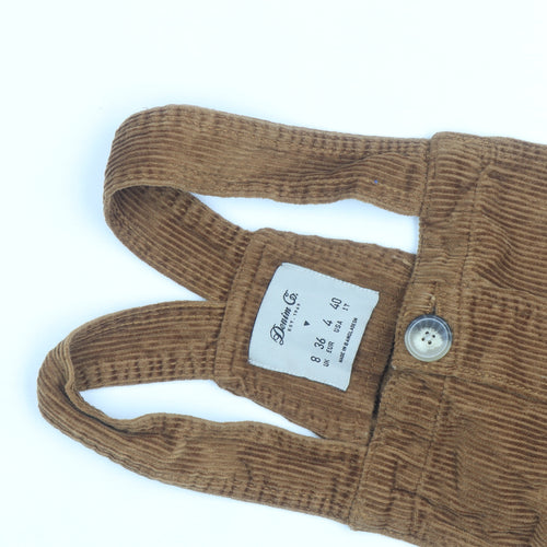 Denim Co Women Brown Corduroy Button Dungaree Dress Size 8