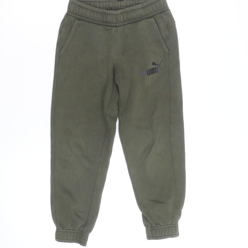 Puma Boys Green Jogger Sweatpants Size 5-6 Years Fleece Activewear