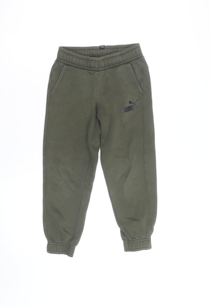 Puma Boys Green Jogger Sweatpants Size 5-6 Years Fleece Activewear