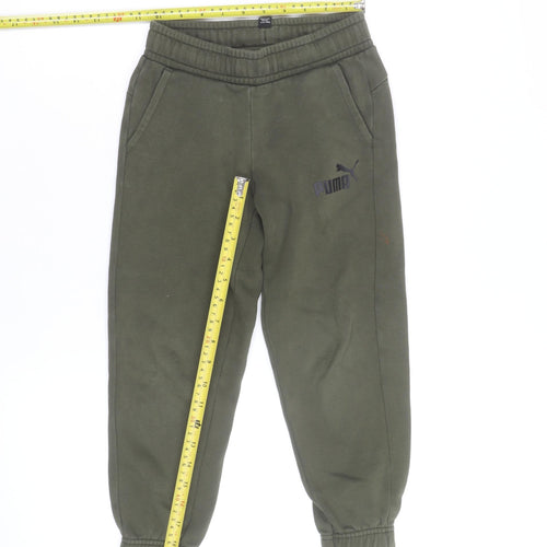 Puma Boys Green Jogger Sweatpants Size 5-6 Years Fleece Activewear