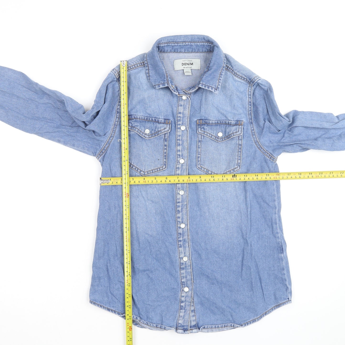 New Look Women Blue Denim Basic Jacket Size 6 Cotton Casual
