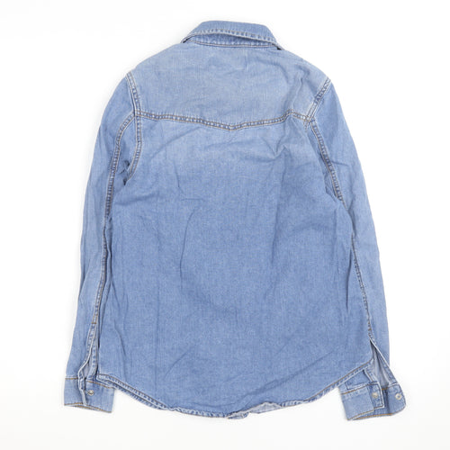 New Look Women Blue Denim Basic Jacket Size 6 Cotton Casual