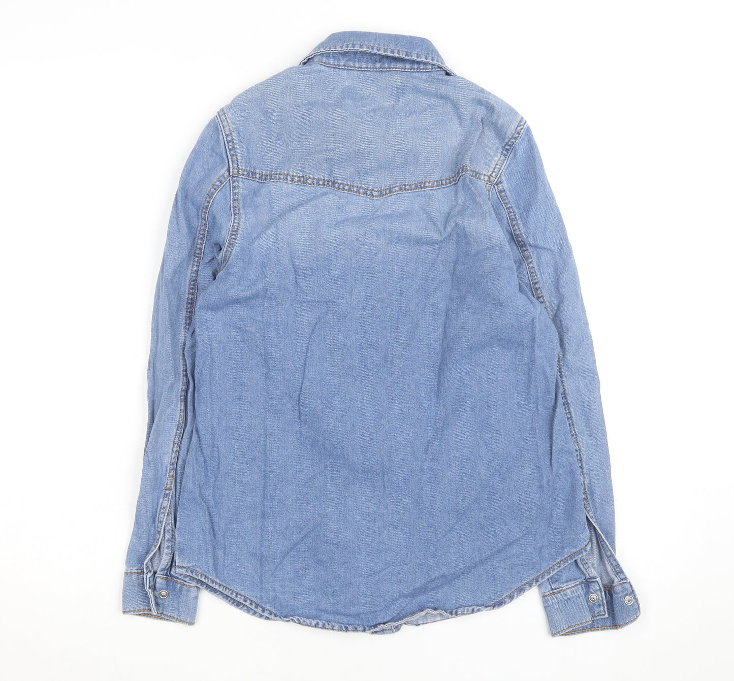 New Look Women Blue Denim Basic Jacket Size 6 Cotton Casual