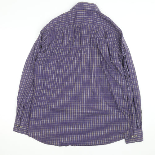 Marks and Spencer Men’s Purple Check Cotton Twill Long Sleeve Shirt 15.5