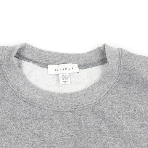 Topshop Unisex Grey Embroidered Tiger Pullover Sweatshirt M
