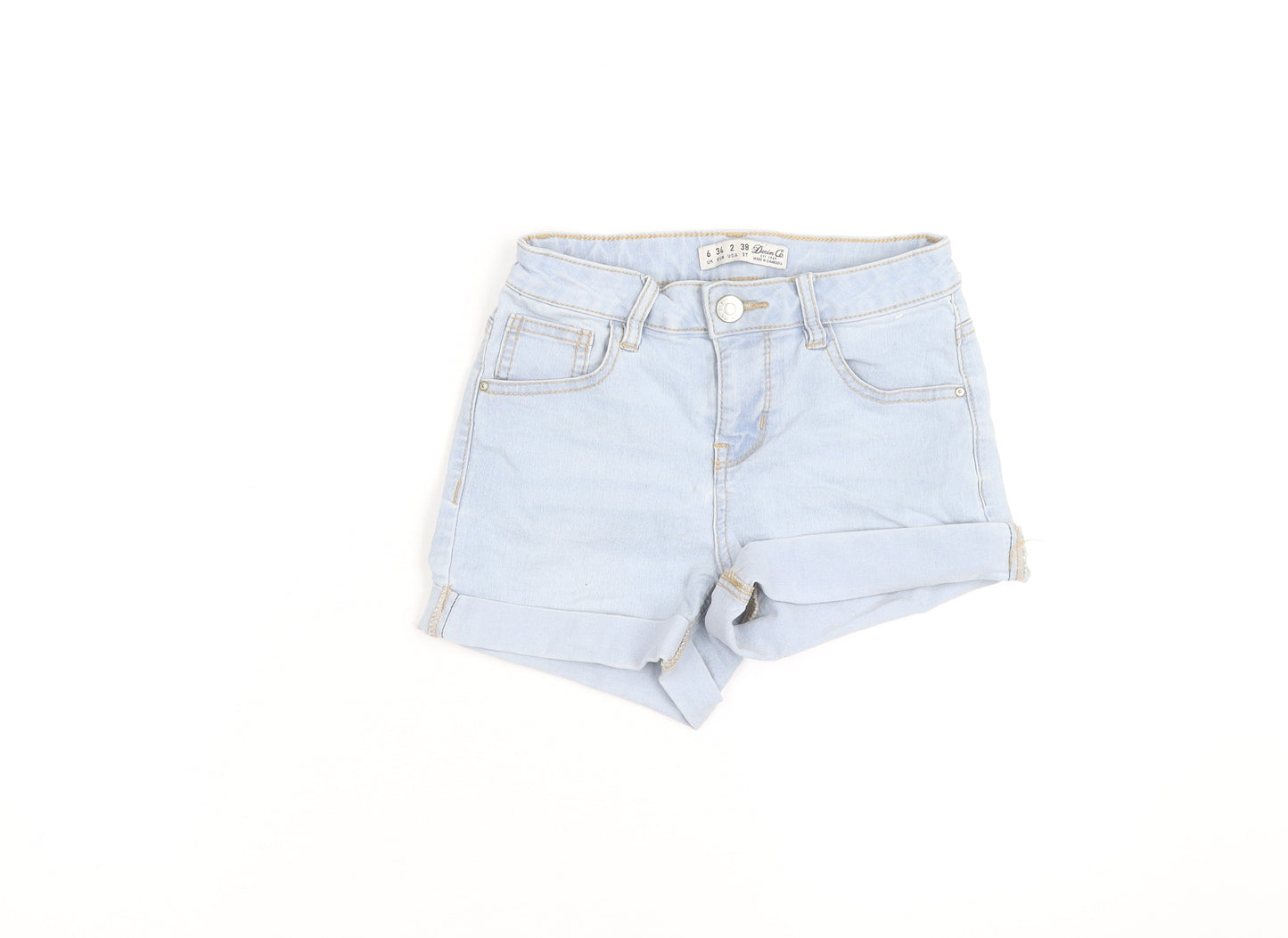 Denim Co. Women's Blue Size 6 Cut-Off Denim Shorts