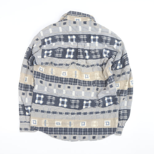 Marks and Spencer Men's Beige Check Flannel Cotton Long Sleeve Shirt S