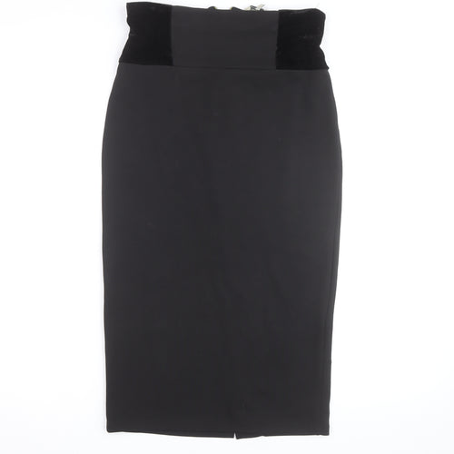 Kelly Brook Women’s Black Velvet Waist Midi Pencil Skirt Size 10